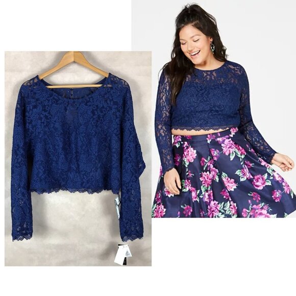SEQUIN HEARTS Long Sleeve Lace Party cocktail Top NWT Plus Size 22 - Picture 1 of 9